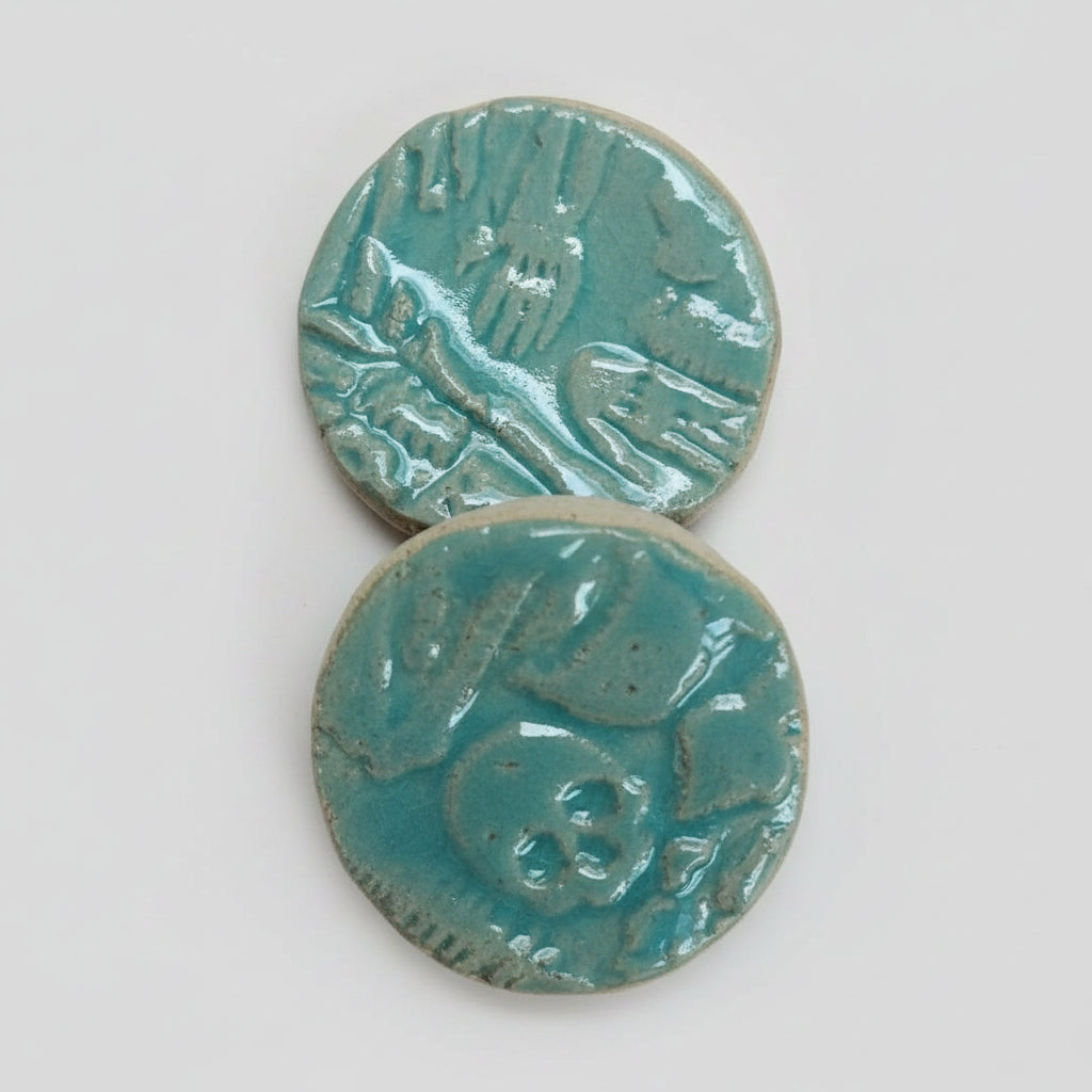 Bone Crypt Ceramic Fidgets – Grounding Tokens for ADHD, PTSD & Spectrum Relief, Ø2×0.5 cm by Red Raven Pottery