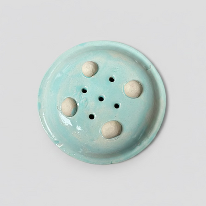 Botanical Charm Handmade Ceramic Soap Dish – Garden Ritual for Bathroom & Kitchen, Ø10 × 2 cm