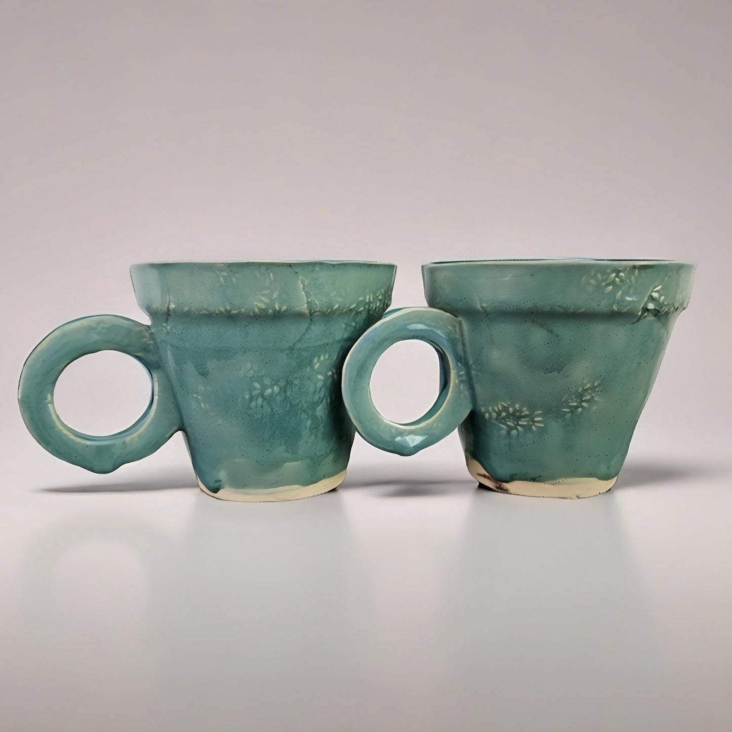 Botanical Tide Ceramic Coffee Cup – Quiet Growth In Blue, Ø7×6.5 cm by Red Raven Pottery