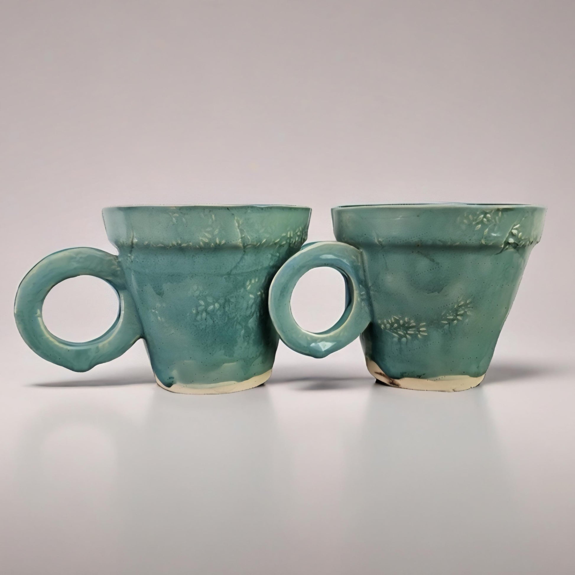 Botanical Tide Ceramic Coffee Cup – Quiet Growth In Blue, Ø7×6.5 cm by Red Raven Pottery