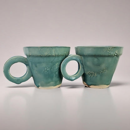 Botanical Tide Ceramic Coffee Cup – Quiet Growth In Blue, Ø7×6.5 cm by Red Raven Pottery