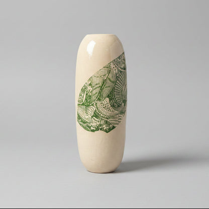 Botanical Transfer Ceramic Vase – Spring Garden Impressions, Ø7.5×21 cm by Red Raven Pottery