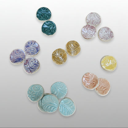 Botanical Vibe Ceramic Fidgets – Grounding Tokens for ADHD, PTSD & Spectrum Relief, Ø2×0.5 cm by Red Raven Pottery
