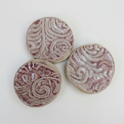 Botanical Vibe Ceramic Fidgets – Grounding Tokens for ADHD, PTSD & Spectrum Relief, Ø2×0.5 cm by Red Raven Pottery