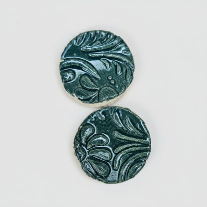Botanical Vibe Ceramic Fidgets – Grounding Tokens for ADHD, PTSD & Spectrum Relief, Ø2×0.5 cm by Red Raven Pottery