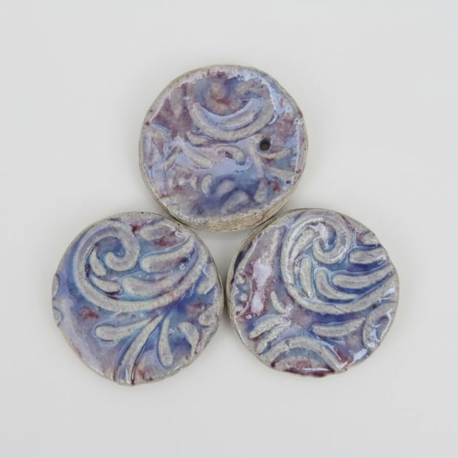 Botanical Vibe Ceramic Fidgets – Grounding Tokens for ADHD, PTSD & Spectrum Relief, Ø2×0.5 cm by Red Raven Pottery