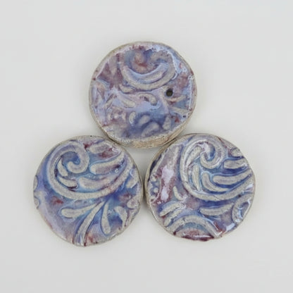 Botanical Vibe Ceramic Fidgets – Grounding Tokens for ADHD, PTSD & Spectrum Relief, Ø2×0.5 cm by Red Raven Pottery
