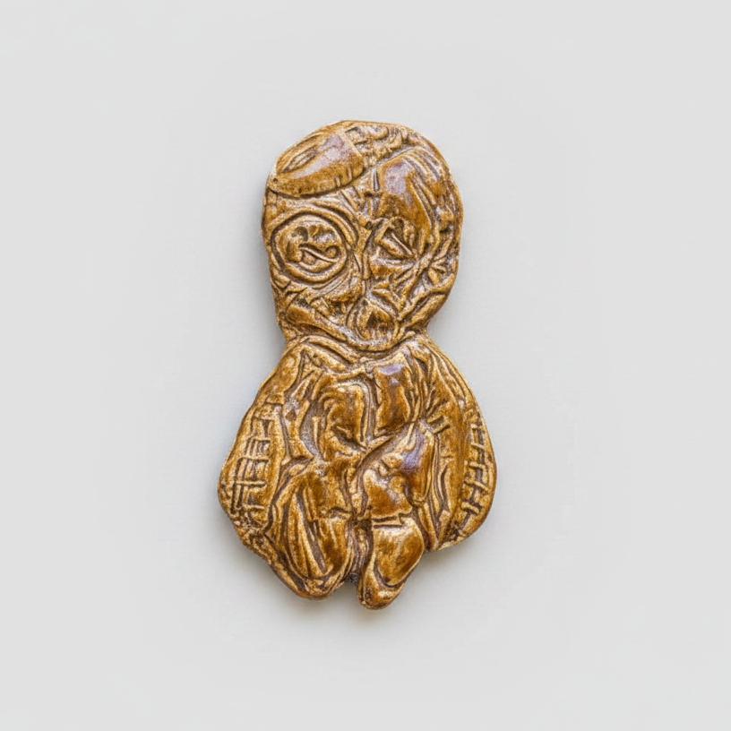 Bound Poppet Ceramic Magnet – Folk Magic Ornament, 8.5 × 4.5 cm by Red Raven Pottery