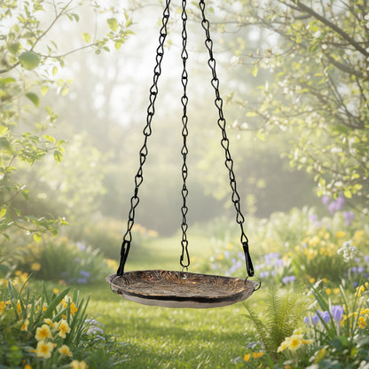 Bronze Bloom Ceramic Bird Feeder – Offering for Winged Visitors, Ø14.5 × 2.5 cm by Red Raven Pottery