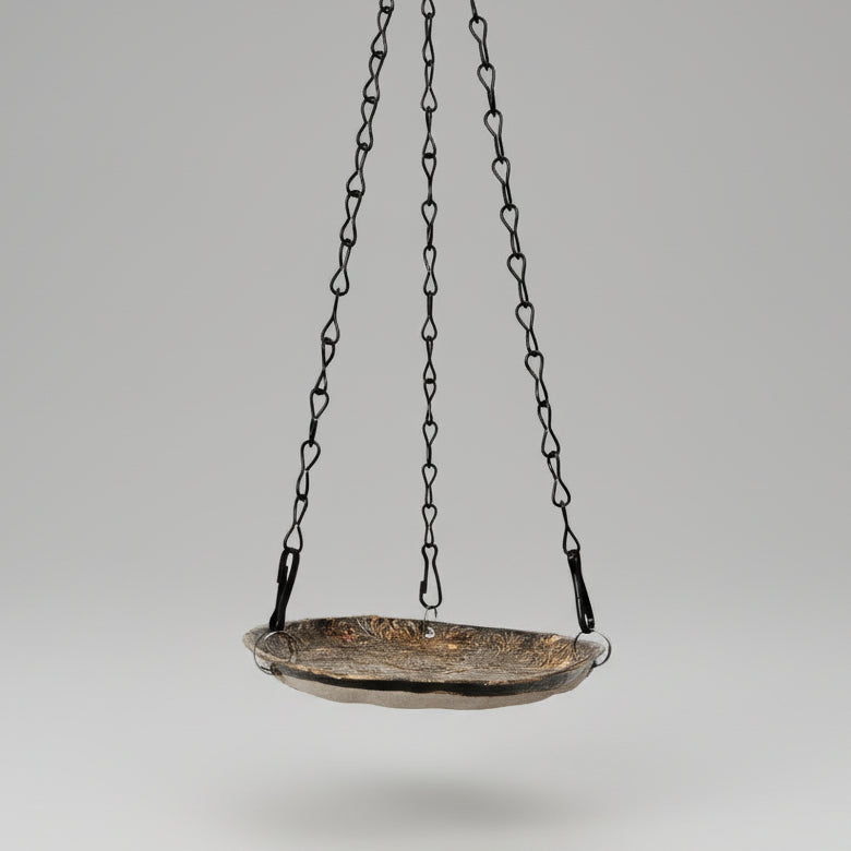 Bronze Bloom Ceramic Bird Feeder – Offering for Winged Visitors, Ø14.5 × 2.5 cm by Red Raven Pottery