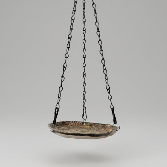 Bronze Bloom Ceramic Bird Feeder – Offering for Winged Visitors, Ø14.5 × 2.5 cm by Red Raven Pottery