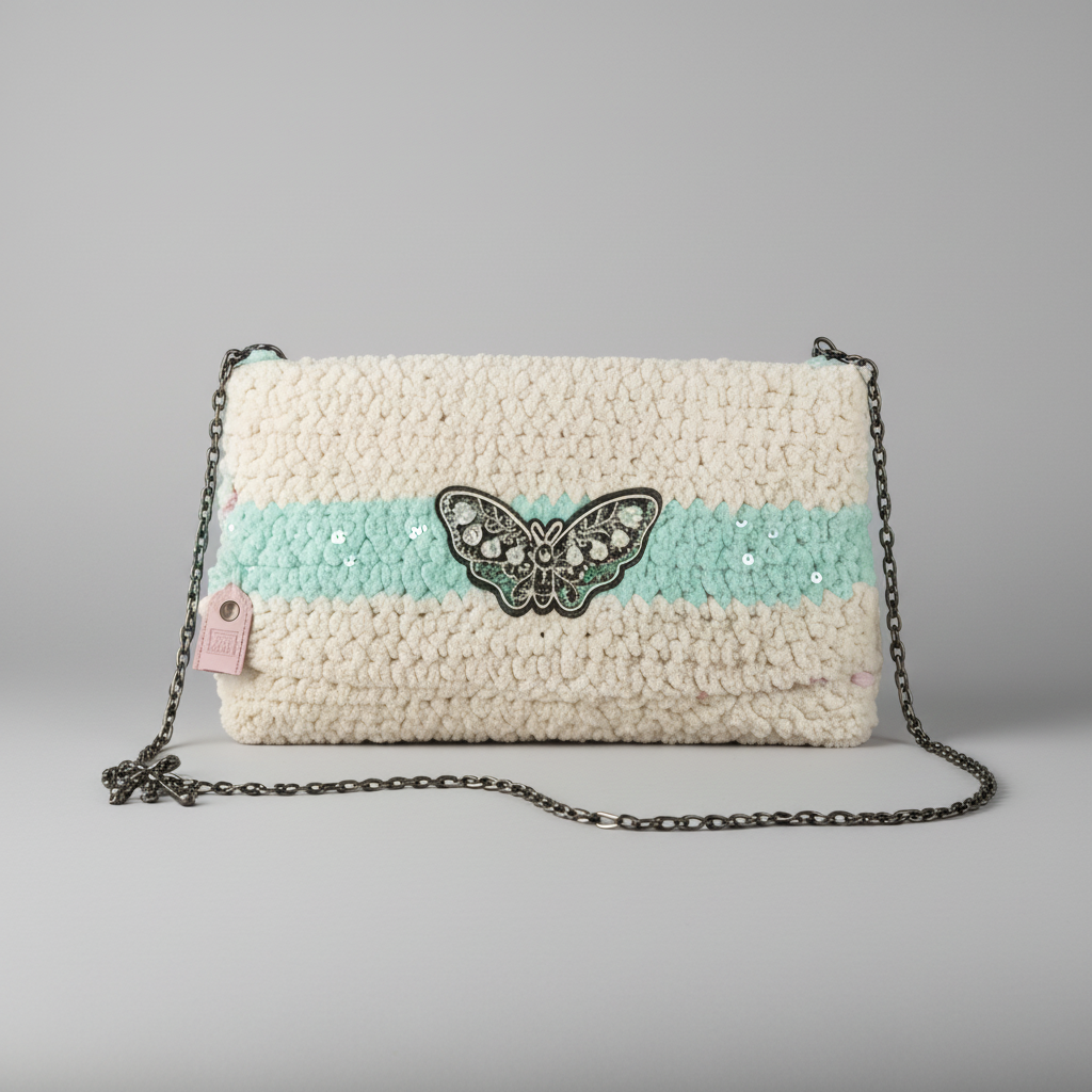 Butterfly Breeze Crochet Purse – Pastel Lightness Shoulder Bag, 28×16 cm by Hook and Hex