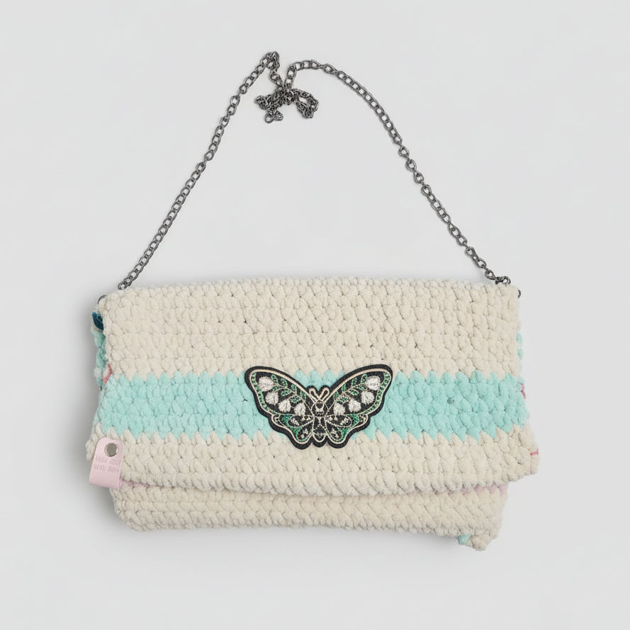 Butterfly Breeze Crochet Purse – Pastel Lightness Shoulder Bag, 28×16 cm by Hook and Hex