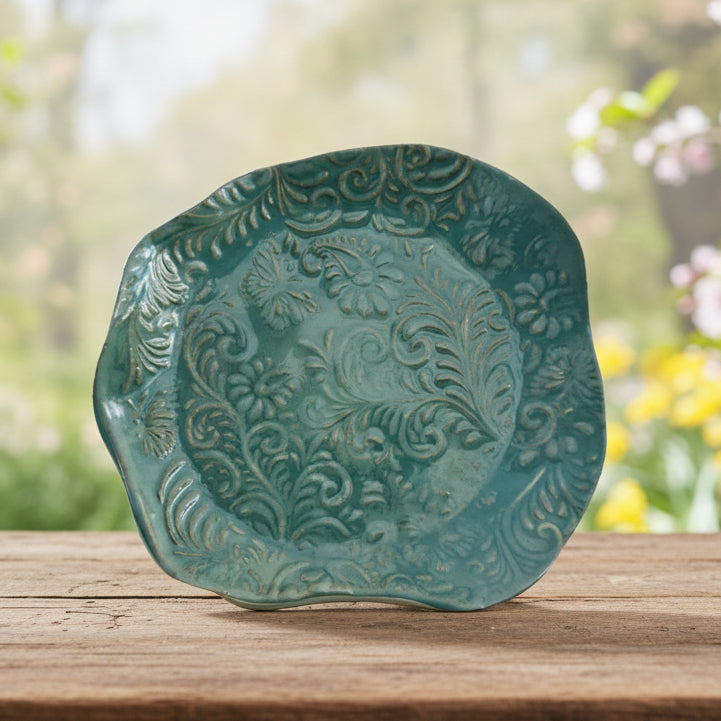Butterfly Garden Ceramic Dish – Holder for Everyday Treasures, Ø14×2 cm by Red Raven Pottery