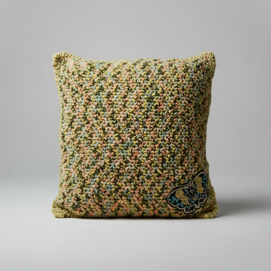 Butterfly Garden Crochet Cushion – Spring Vibes for Soft Corners, 34 × 34 cm by Hook & Hex