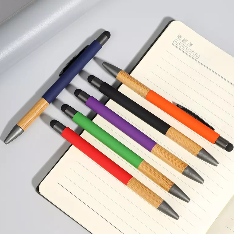 Bamboe Stylus/Schrijf Pen | Random Kleuren | 8 Stuks