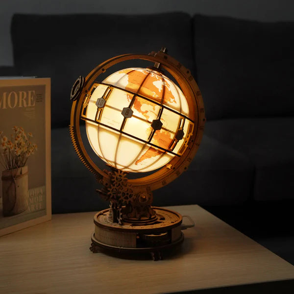 Luminous World DIY Wooden Globe Kit - Mechanical Sphere of Light, 180 pieces by Robotime