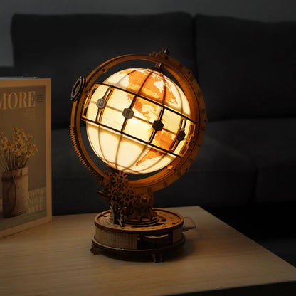 Luminous World DIY Wooden Globe Kit - Mechanical Sphere of Light, 180 pieces by Robotime