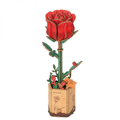Red Rose DIY Wooden Flower Kit – Bloom of Enduring Love, 106 Pieces by Robotime