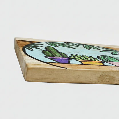 Cactus Scape Painted Tray – Desert Lineage Serving Board, 70 × 14.5 cm by Hook & Hex