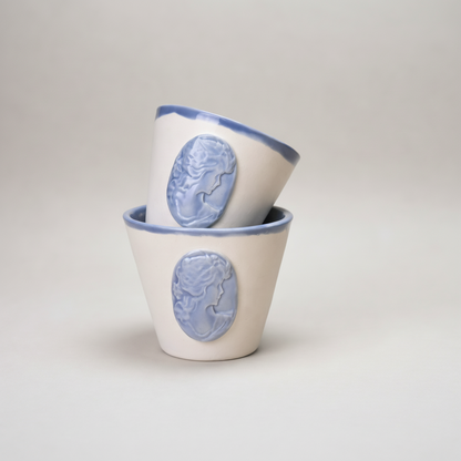 Cameo Brooch Ceramic Minis – Relic Duo For Shots & Succulents, Ø4.5×5.5 cm by Red Raven Pottery