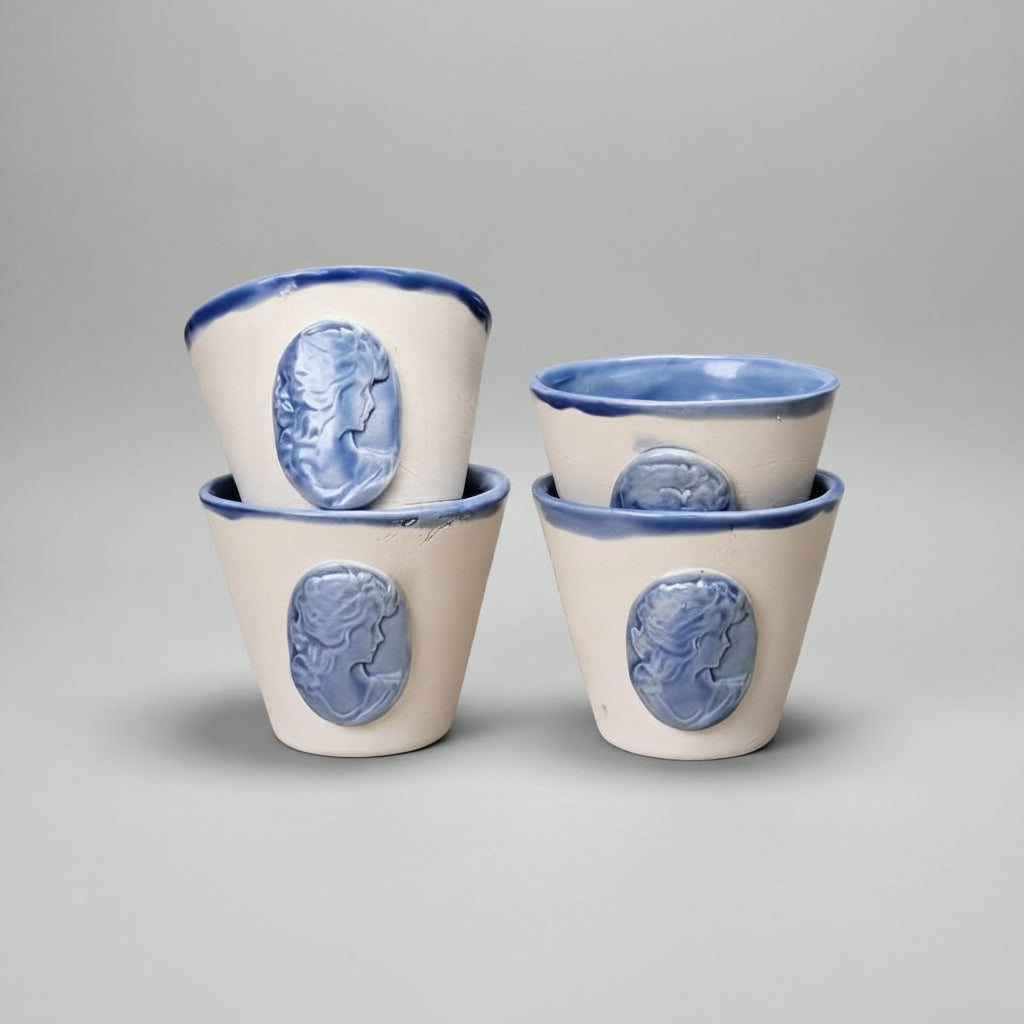Cameo Brooch Ceramic Minis – Relic Duo For Shots & Succulents, Ø4.5×5.5 cm by Red Raven Pottery