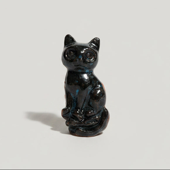 Celestial Feline Ceramic Magnet – Cosmic Companion Ceramic Accent, 5×2.3 cm by Red Raven Pottery