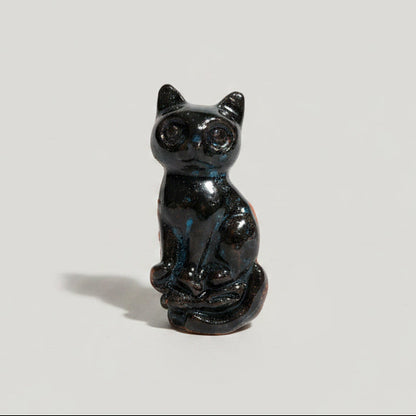 Celestial Feline Ceramic Magnet – Cosmic Companion Ceramic Accent, 5×2.3 cm by Red Raven Pottery