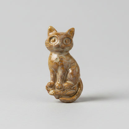 Celestial Feline Ceramic Magnet – Cosmic Companion Ceramic Accent, 5×2.3 cm by Red Raven Pottery