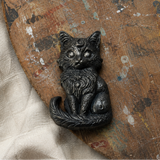 Celestial Feline Plaster Fridge Magnet - Cosmic Companion Studio Cast Ornament, 7 x 4 x 1.5cm