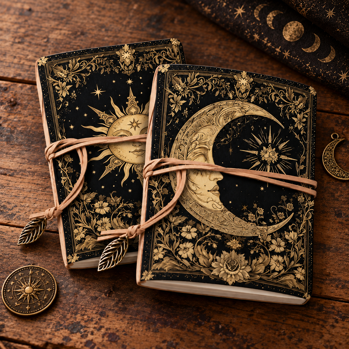 Celestial Sun or Moon Notebook – Reflection & Manifestation Journal, 18 × 12.5 cm