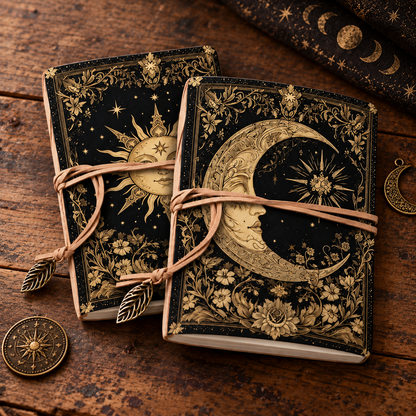 Celestial Sun or Moon Notebook – Reflection & Manifestation Journal, 18 × 12.5 cm