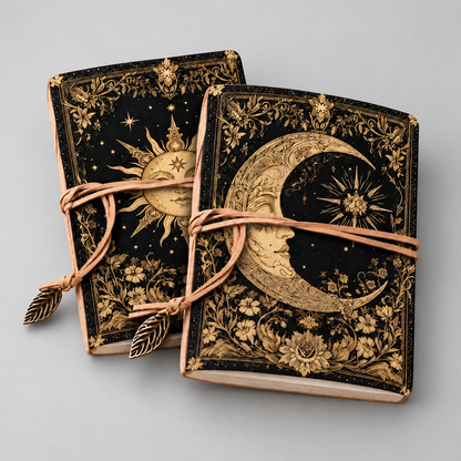 Celestial Sun or Moon Notebook – Reflection & Manifestation Journal, 18 × 12.5 cm