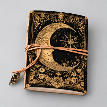 Celestial Sun or Moon Notebook – Reflection & Manifestation Journal, 18 × 12.5 cm