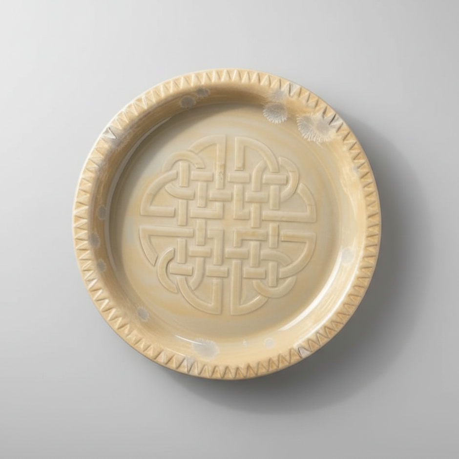 Celtic Soul Ceramic Plate – Endless Knot Of Heritage And Connection, Ø21×1.5 cm by Red Raven Pottery