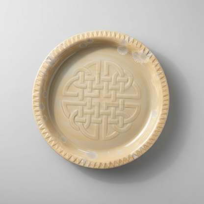 Celtic Soul Ceramic Plate – Endless Knot Of Heritage And Connection, Ø21×1.5 cm by Red Raven Pottery