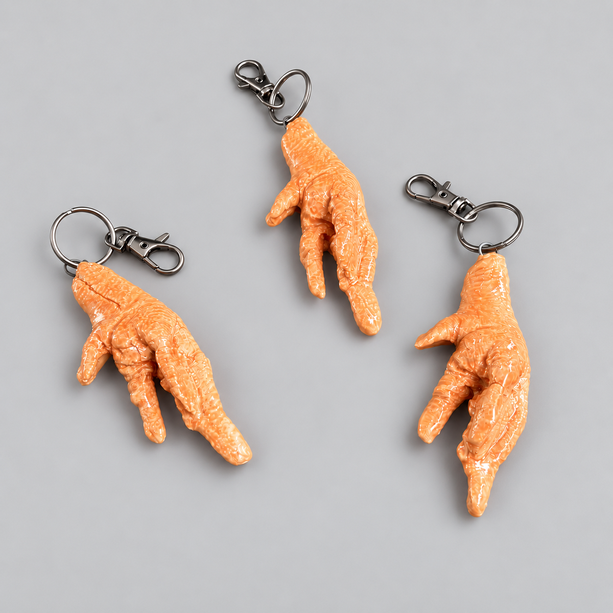Chicken Foot Handmade Ceramic Keyring – Halloween Pocket Charm, 10 × 4 × 2 cm by Red Raven Pottery
