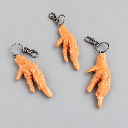 Chicken Foot Handmade Ceramic Keyring – Halloween Pocket Charm, 10 × 4 × 2 cm by Red Raven Pottery