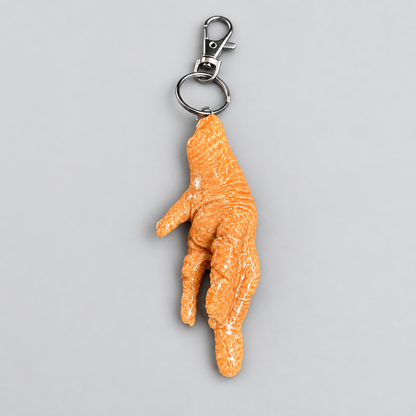 Chicken Foot Handmade Ceramic Keyring – Halloween Pocket Charm, 10 × 4 × 2 cm by Red Raven Pottery
