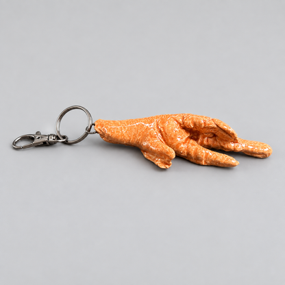 Chicken Foot Handmade Ceramic Keyring – Halloween Pocket Charm, 10 × 4 × 2 cm by Red Raven Pottery