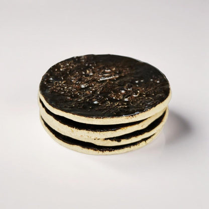 Christmas Story Ceramic Coasters – Set of 4 Winter Table Companions, Ø8 cm by Red Raven Pottery