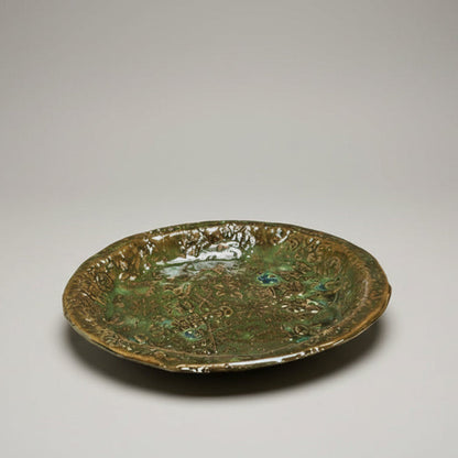 Christmas Story Ceramic Trinket Dish – Evergreen Keepsake Catchall, Ø16×2 cm by Red Raven Pottery