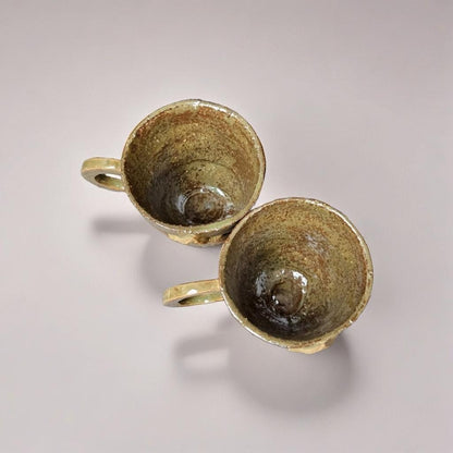Christmas Tree Ceramic Coffee Cups – Set of 2 Festive Holiday Vessels, Ø8.5×7.5 cm by Red Raven Pottery