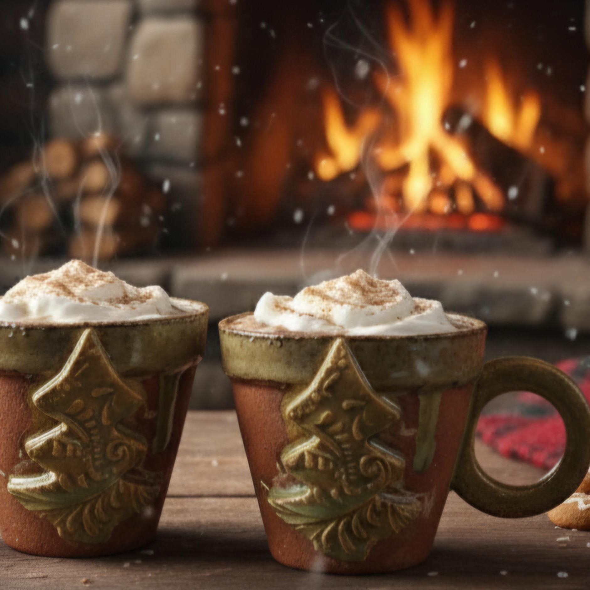 Christmas Tree Ceramic Coffee Cups – Set of 2 Festive Holiday Vessels, Ø8.5×7.5 cm by Red Raven Pottery
