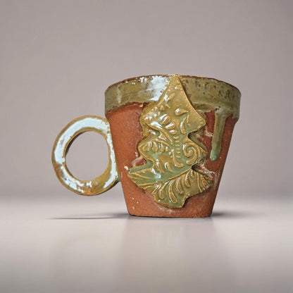Christmas Tree Ceramic Coffee Cups – Set of 2 Festive Holiday Vessels, Ø8.5×7.5 cm by Red Raven Pottery