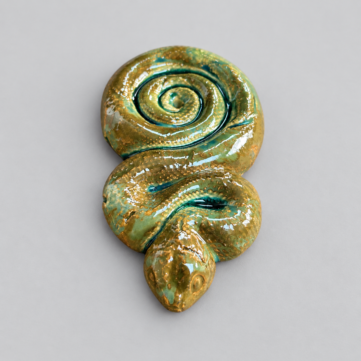 Coiling Snake Handmade Ceramic Incense Holder – Serpent Smoke Ritual, 11.5 × 7 × 2 cm by Red Raven Pottery