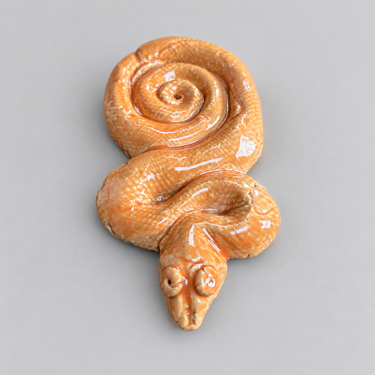 Coiling Snake Handmade Ceramic Incense Holder – Serpent Smoke Ritual, 11.5 × 7 × 2 cm by Red Raven Pottery