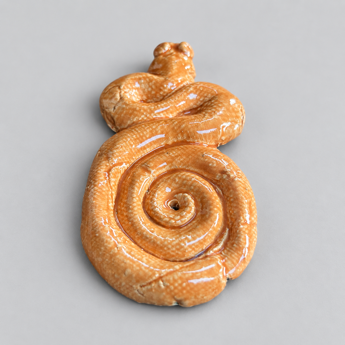 Coiling Snake Handmade Ceramic Incense Holder – Serpent Smoke Ritual, 11.5 × 7 × 2 cm by Red Raven Pottery