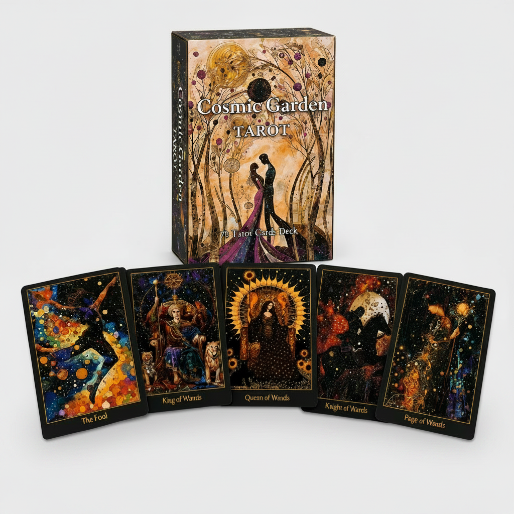 Cosmic Garden Tarot Deck – Celestial Insight Through Nature, 78 cards, 10 ×6 cm