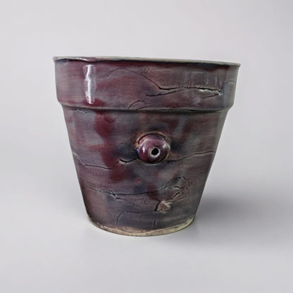 Cosmic Nebula Ceramic Planter – Indigo & Lilac Swirl Vessel, Ø9×10 cm by Red Raven Pottery